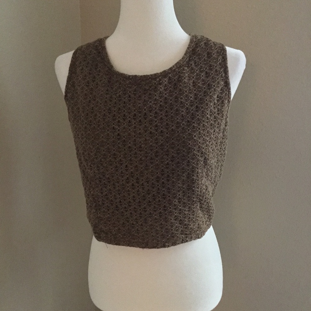 Earthbound Trading Company Brown Open Back Tie Tank Top